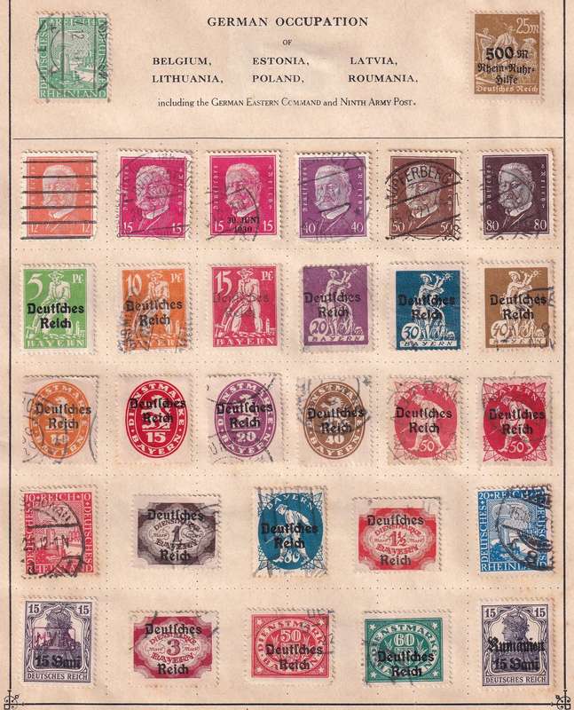 Germany part set, M/H & used             (9 x scans, stamps adherence to pages)