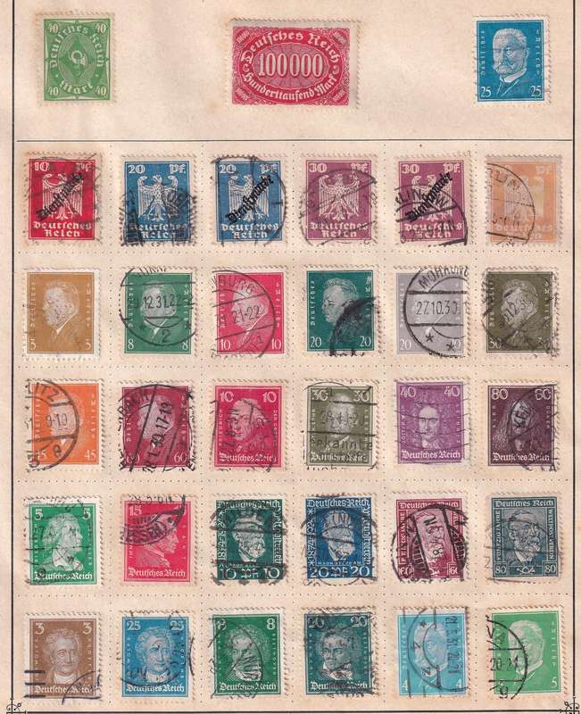 Germany part set, M/H & used             (9 x scans, stamps adherence to pages)