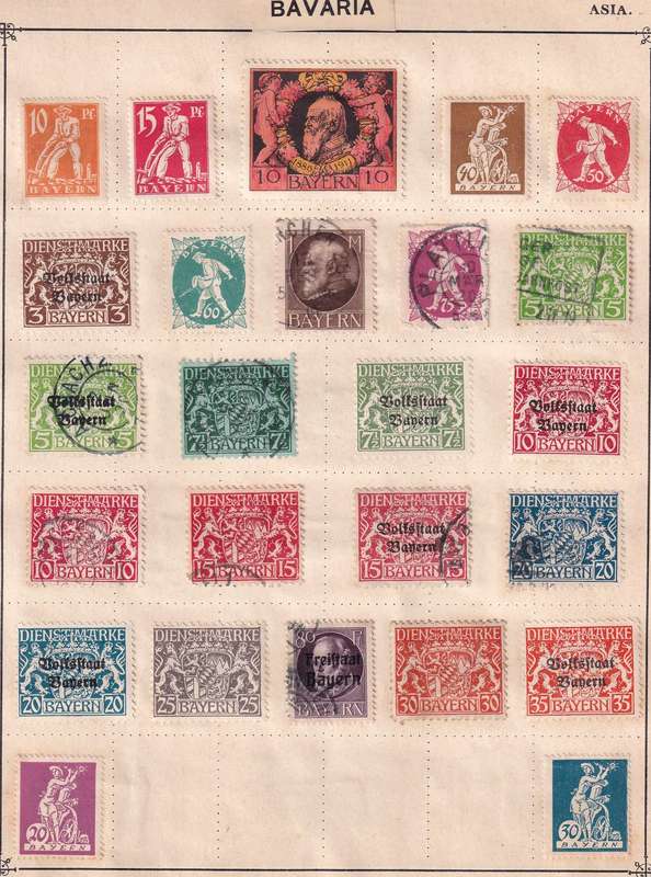 Germany Bayern Bavaria 1890> part sets, used        (3 x scans, stamps adherence to page)