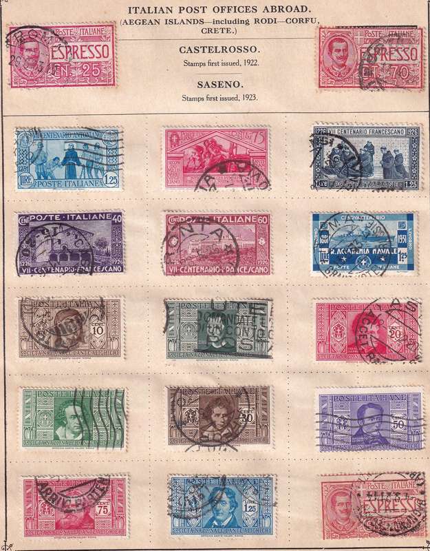 Italy part sets, used and M/H                 (6 x scans)