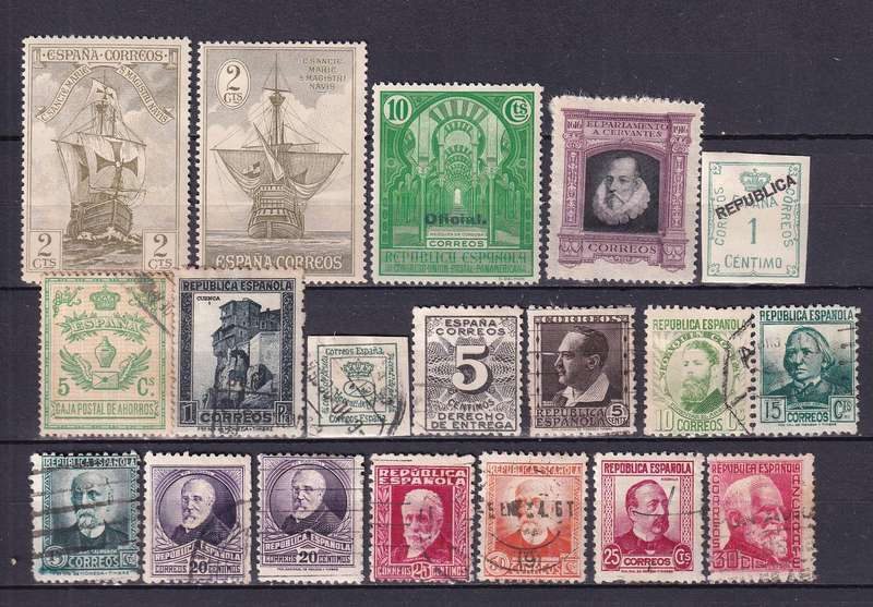 Spain sets and part sets, M/H & used                 (5 x scans, some adherence to pages)