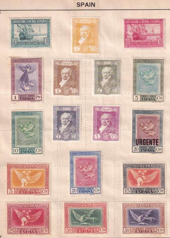 Spain sets and part sets, M/H & used                 (5 x scans, some adherence to pages)