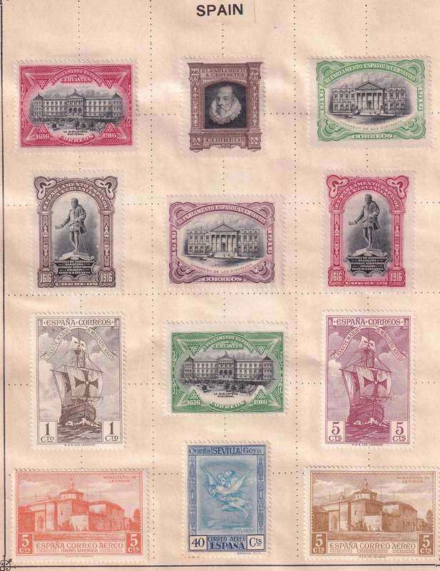 Spain sets and part sets, M/H & used                 (5 x scans, some adherence to pages)