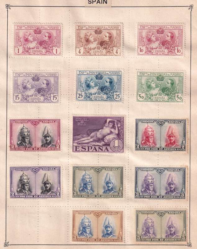 Spain sets and part sets, M/H & used                 (5 x scans, some adherence to pages)
