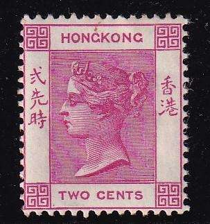 Hong Kong 1882-1896 QV 2c carmine (CA) , M/H                    (SG 33, CV £55 (R1300)