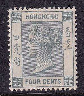 Hong Kong 1882-1896 QV 4c slate grey (CA) , M/H                    (SG 34, CV £29 (R700)