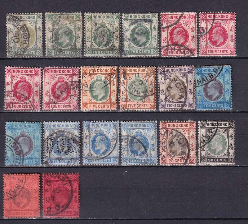 Hong Kong 1904 & 1807 KE part sets (Multi Crown), used