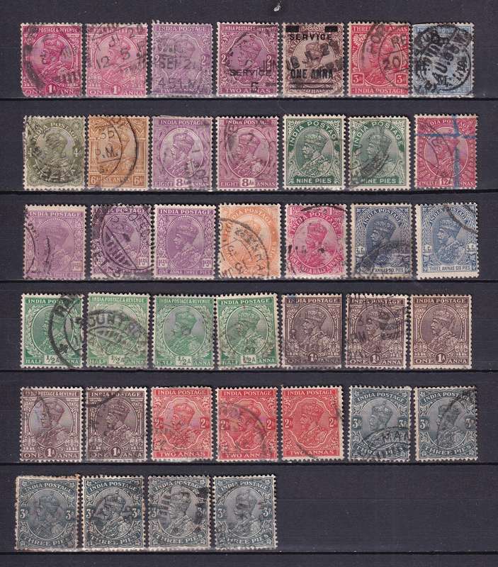 India KG V part sets, used                  (4 x scans)