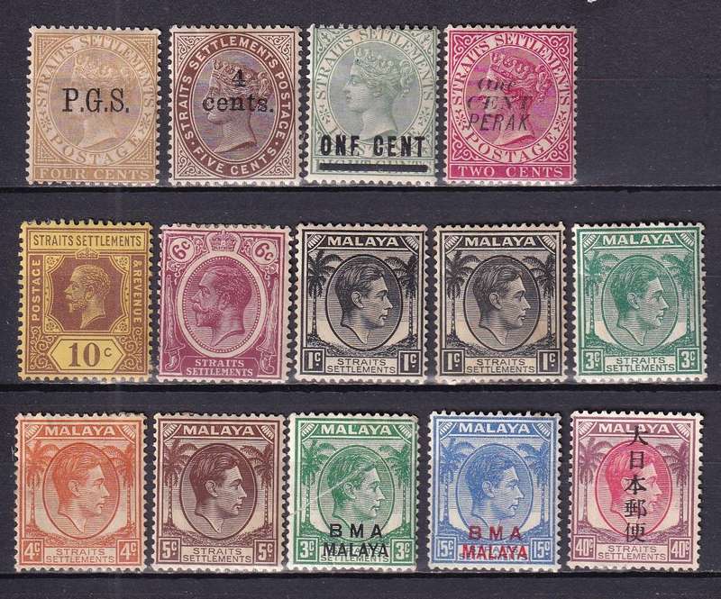 Straits Settlements 1892 QV ,KG V , KG VI part sets, M/H