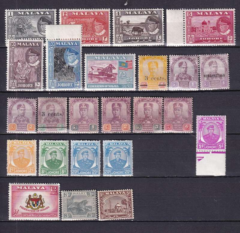 Malaysia States (Johore,Perak ext) part sets, M/H            (3 X SCANS)