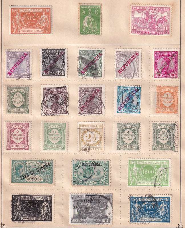 Portugal and colonies part sets on pages , M/H & used                      (11 X SCANS)