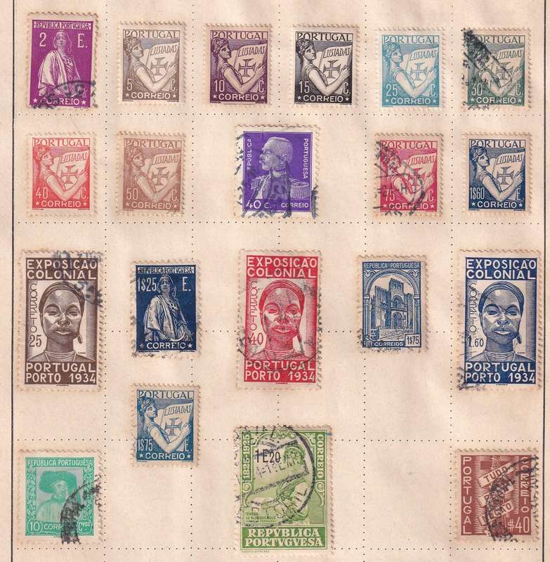 Portugal and colonies part sets on pages , M/H & used                      (11 X SCANS)