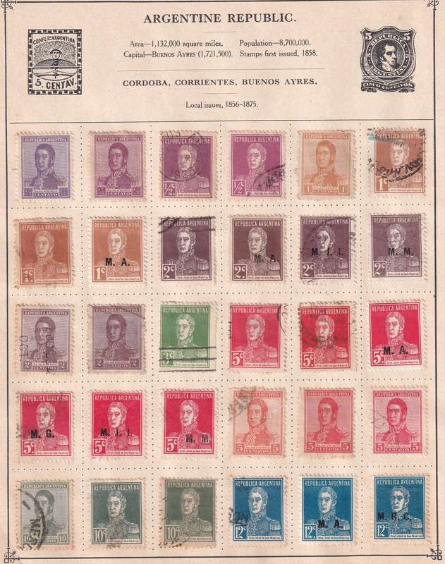 Argentina 1862 > part sets, M/H & used              (4 scans, note stamp adherence to pages)