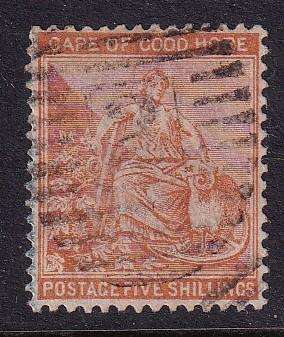 Cape of Good Hope 1882-03 5s orange (CA) , used    (SACC 43, R4500, Very scarce, only 6000 issued)