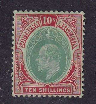Southern Nigeria 1907-11 KE 10s green and red , M/H           (SG 43, £100)