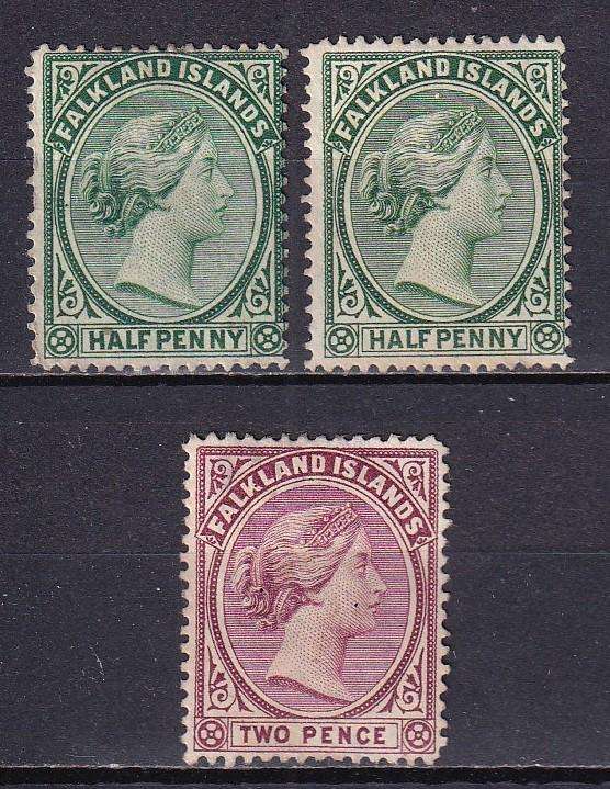 Falkland Islands 1891 > QV part set , M/H                (no gum, SG 16>, CV £32)