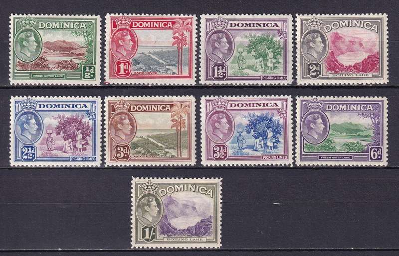 Dominica 1938-47 KG VI part set, M/H           (SG 99> , CV £17)