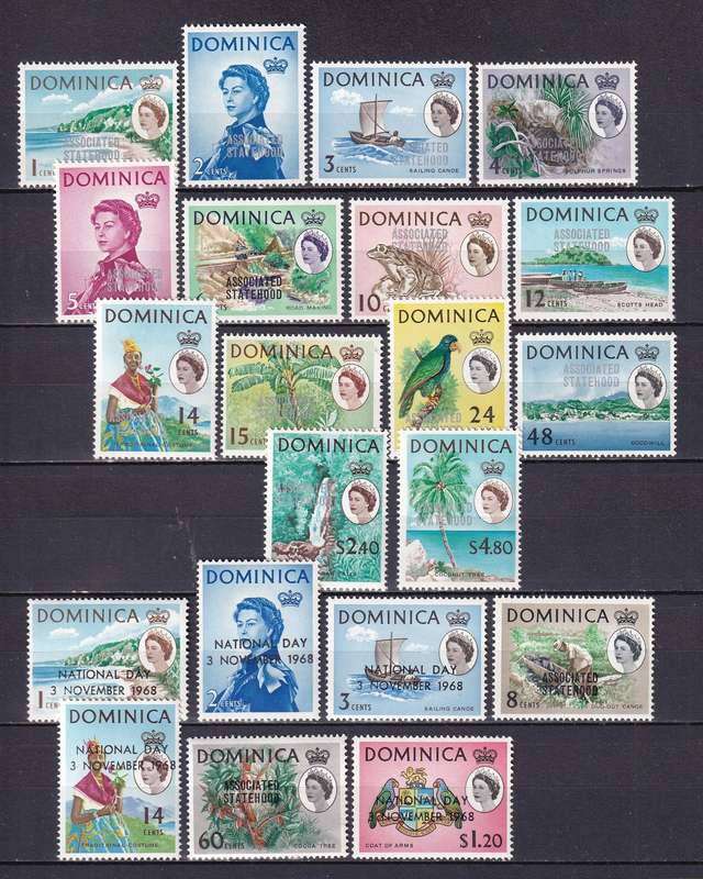Dominica 1968 QE overprinted part sets, MLH            (SG 214>)