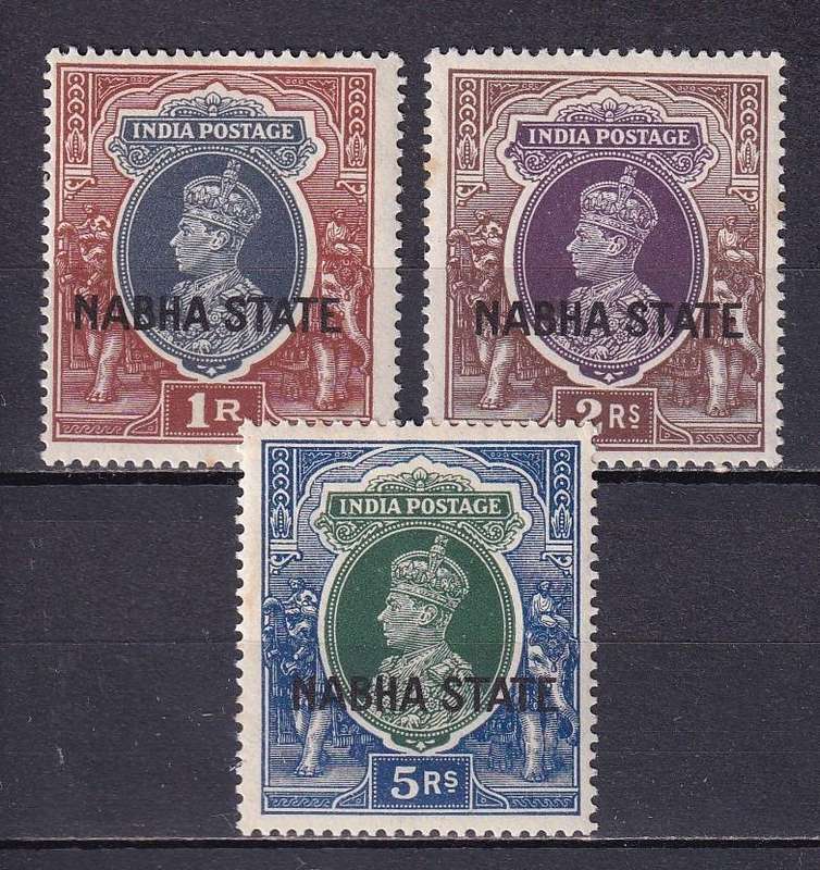 India States (NABHA STATE) 1938 KG V Rupee values, MLH          (SG 89-91, CV £87)