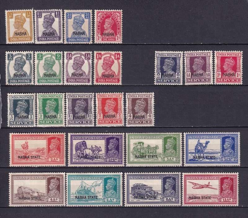 India States (NABHA STATE) 1938 KG V part sets, MNH & M/H          (SG 81>, CV £45)