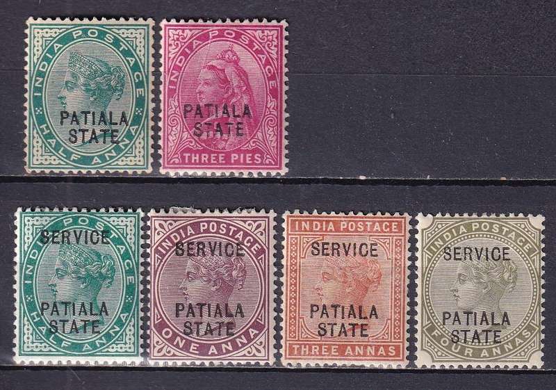 India States (PATIALE STATE) 1891> QV part sets, M/H          (SG 13>>, CV £40)
