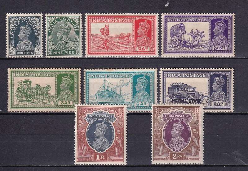 India 1937-40 KG V part set, M/H                  (SG 247>, CV £75)