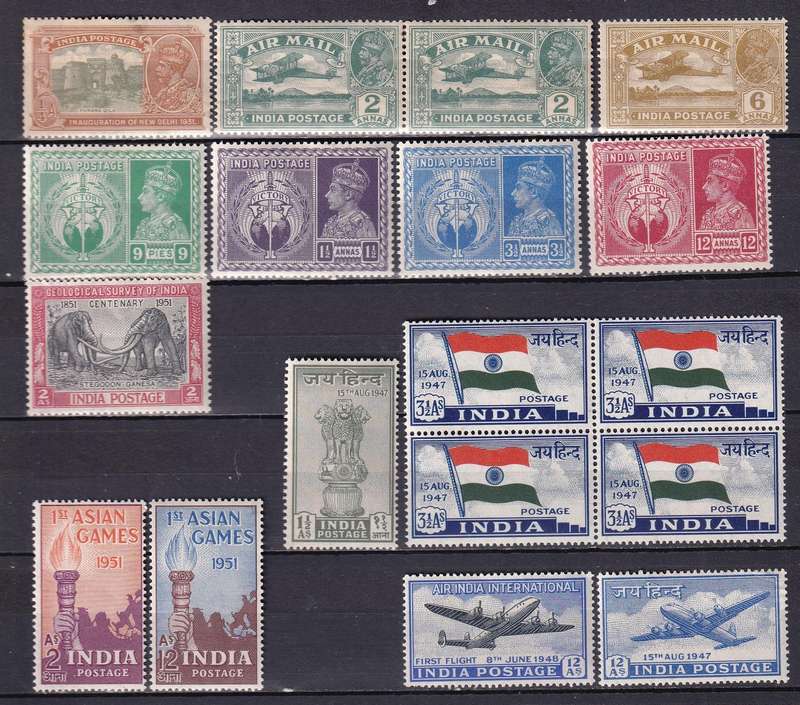India 1929> KG V part sets & set, M/H                   (SG 220> CV £36)