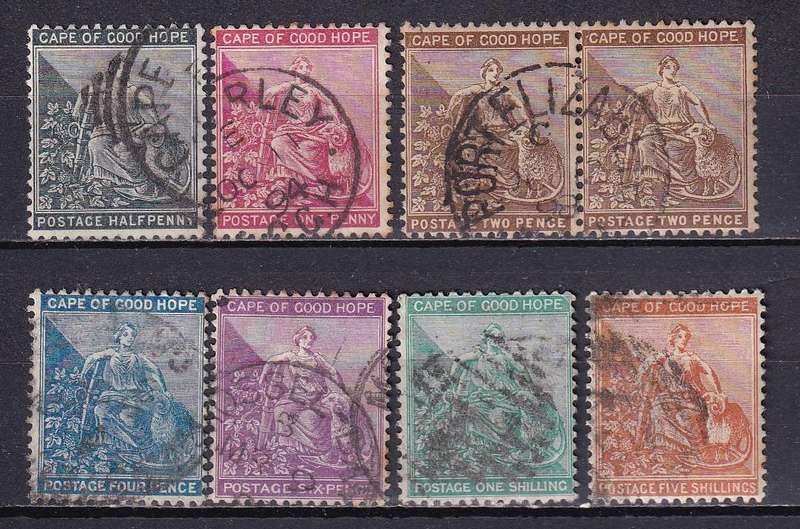 Cape of Good Hope 1884-90 set (Anchor)) , used    (SACC 43-49, R450)
