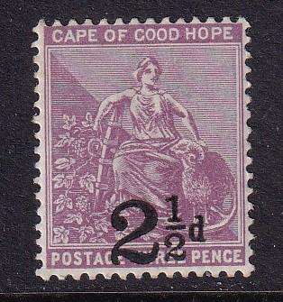 Cape of Good Hope 1891  2 1/2d on 3d pale magenta, MLH   (SACC 50,CV R330)