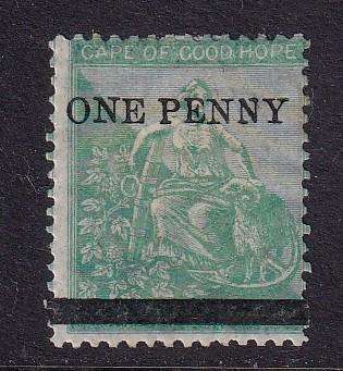 Cape of Good Hope 1874-76  1d on 1s green, M/H   (SACC 28 ,CV R2500)