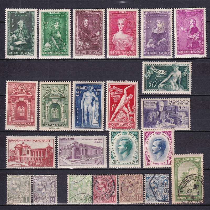 Monaco 1891 > part sets, M/H & used            (SG 11>, some stamp adherence to page,2 x SCANS))
