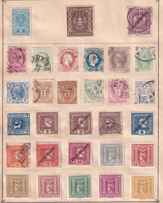 Austria part sets, M/H & used               ( 12 x SCANS, some stamp adherence to pages)