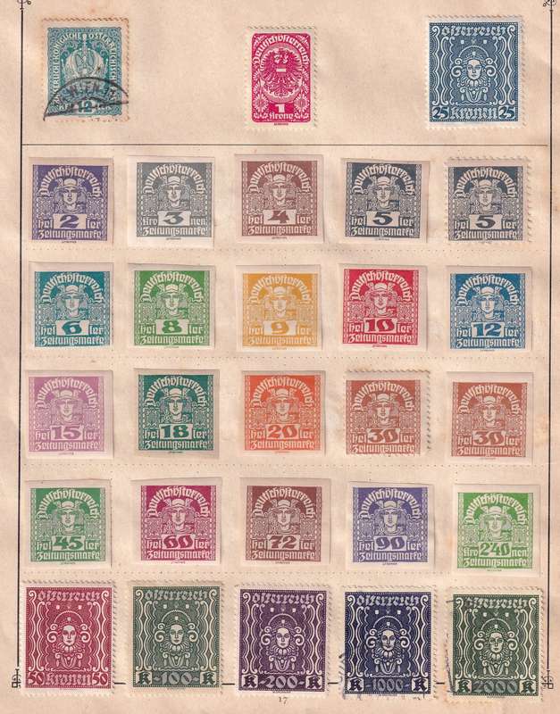 Austria part sets, M/H & used               ( 12 x SCANS, some stamp adherence to pages)
