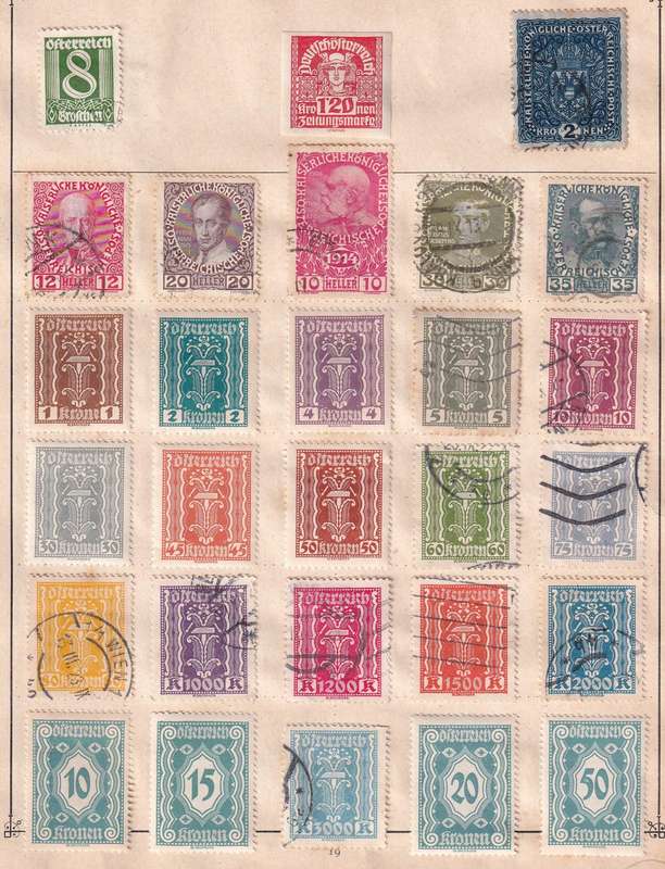 Austria part sets, M/H & used               ( 12 x SCANS, some stamp adherence to pages)