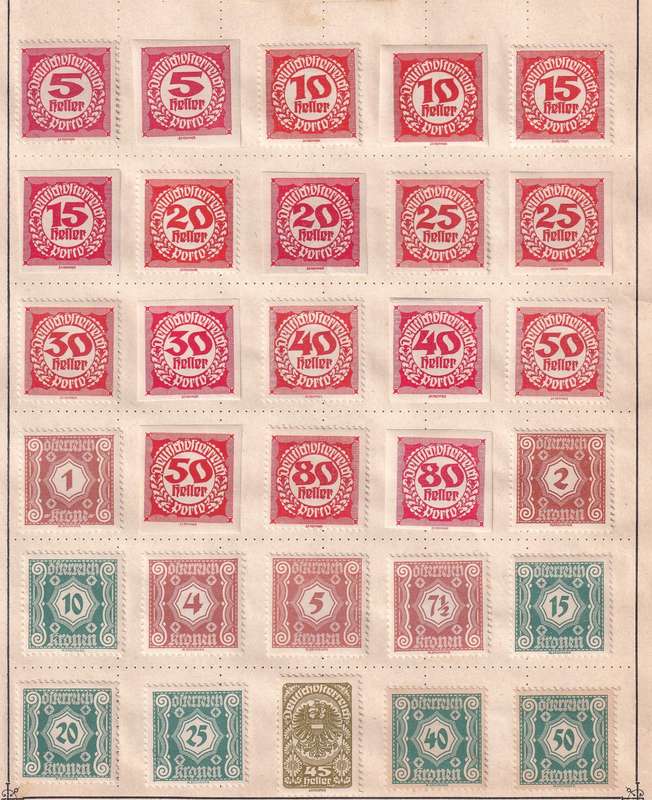 Austria part sets, M/H & used               ( 12 x SCANS, some stamp adherence to pages)