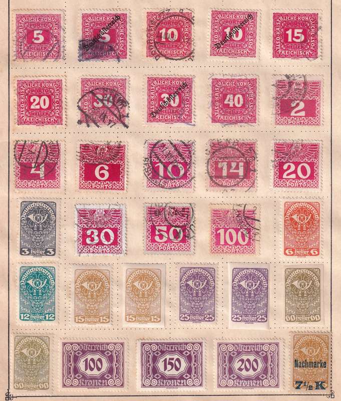 Austria part sets, M/H & used               ( 12 x SCANS, some stamp adherence to pages)
