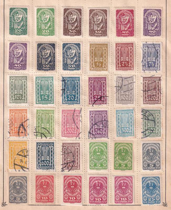 Austria part sets, M/H & used               ( 12 x SCANS, some stamp adherence to pages)