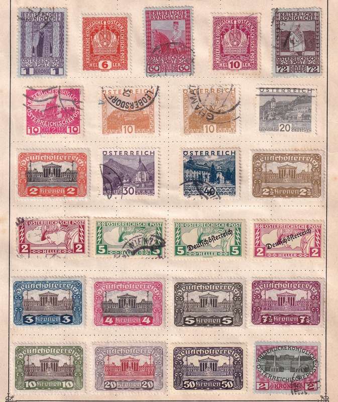 Austria part sets, M/H & used               ( 12 x SCANS, some stamp adherence to pages)