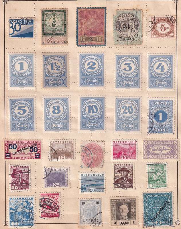 Austria part sets, M/H & used               ( 12 x SCANS, some stamp adherence to pages)