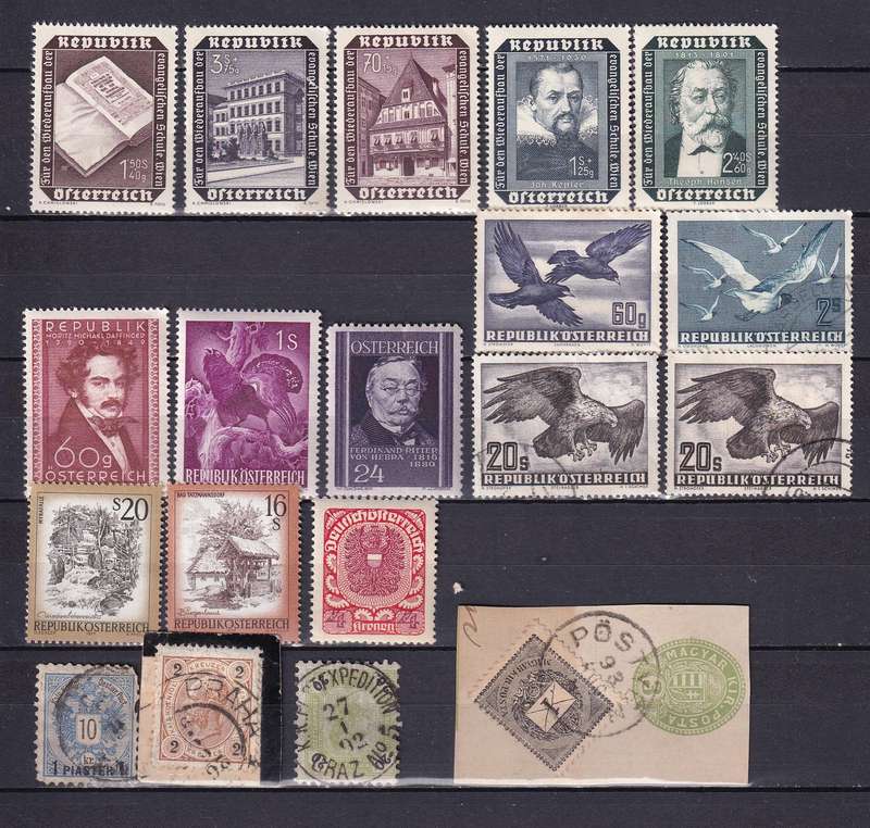 Austria part sets, M/H & used               ( 12 x SCANS, some stamp adherence to pages)