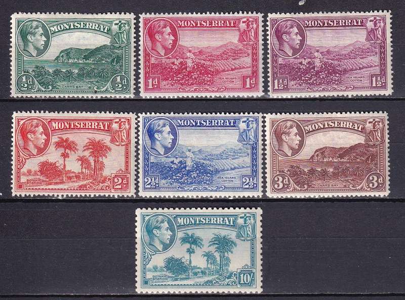 Montserrat 1938-48 KG VI part set (Perf 14), M/H                     (SG 101->CV £30)