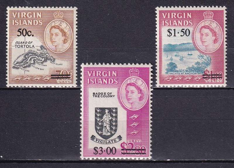 British Virgin Islands 1966 QE sets , MLH                   ( SG 207-209)