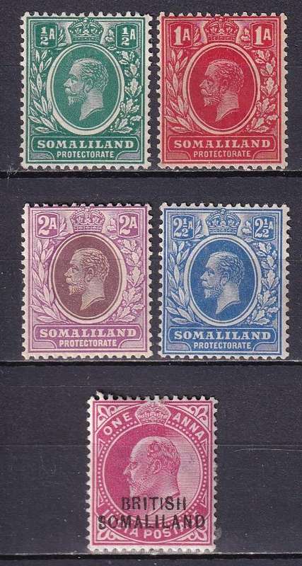Somaliland Protectorate 1921 KG V part set, M/H           (SG 73-76, CV £12)