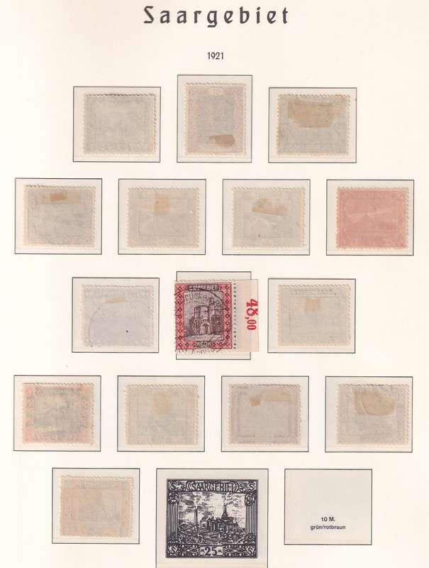 Germany SAARGEBIET 1921 part set, M/H & used       ( Preprinted page not included)