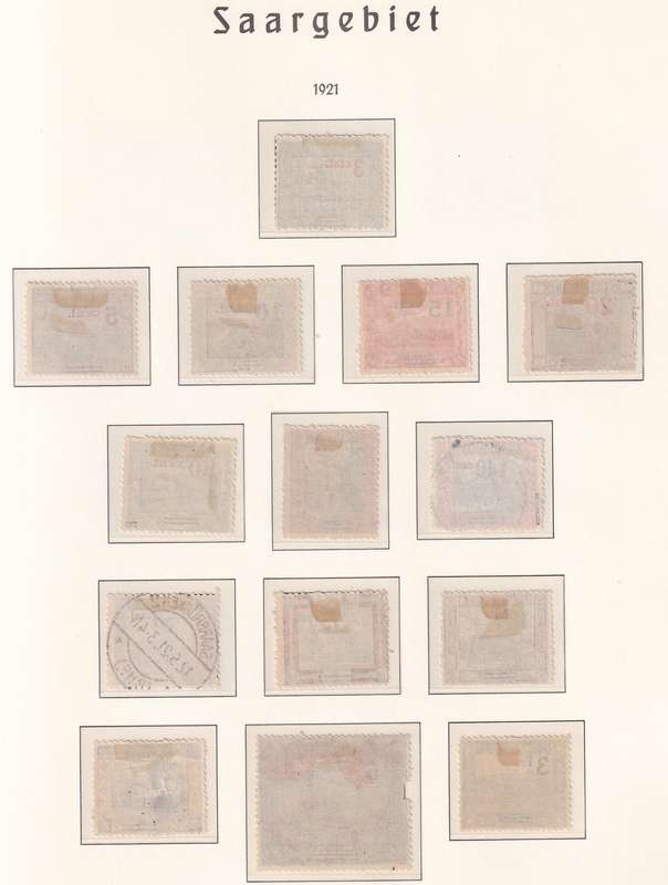 Germany SAARGEBIET 1921 part surcharged set, M/H & used         ( Preprinted page not included)