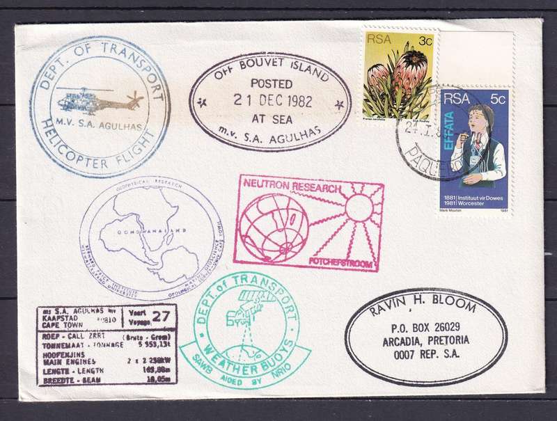 SA National Antarctic Expedition Covers - SAMAE - SA AGULHAS               ( 12 x COVERS)