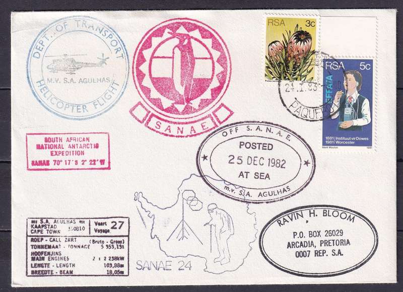 SA National Antarctic Expedition Covers - SAMAE - SA AGULHAS               ( 12 x COVERS)