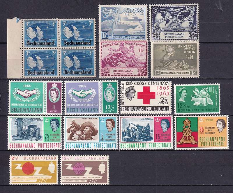Bechuanaland Protectorate QE sets and part sets, most MNH          (2 x SCANS)