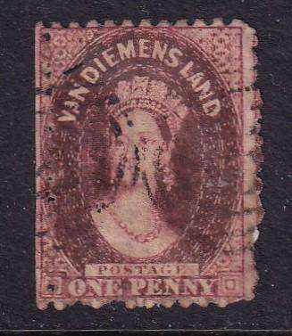 Tasmania VANDIEMENSLAND QV 1863-71 1d dull vermillion (Perf 11 1/2) W/M (W4), used  (High CV)