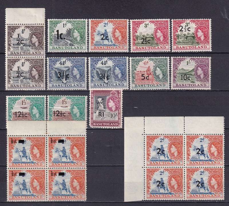 Basutoland 1961 QE part surcharged part set, MNH & M/H         (SACC 58> CV R1000)
